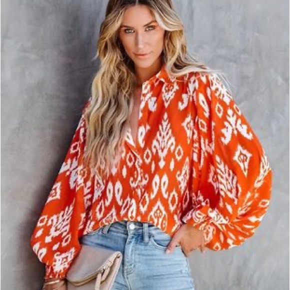 Flying Tomato | Balloon Sleeve Silk Blouse - Picture 1 of 8